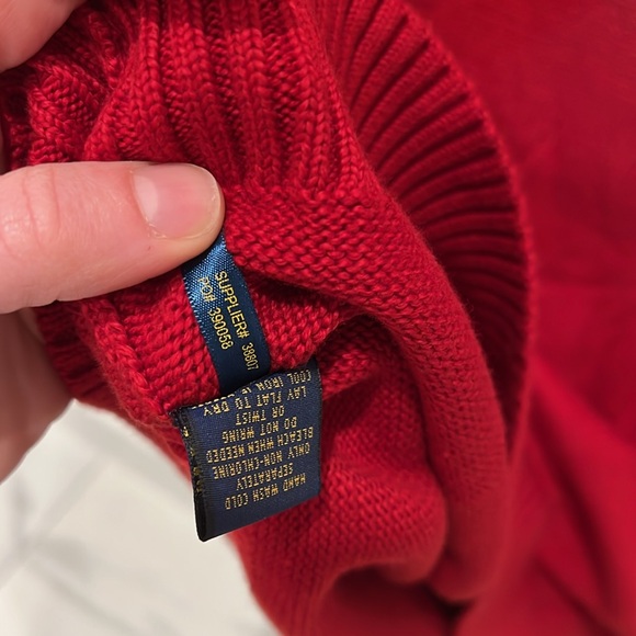 Men’s Polo Ralph Lauren Vintage Red Long Sleeve Sweater - Picture 4 of 4